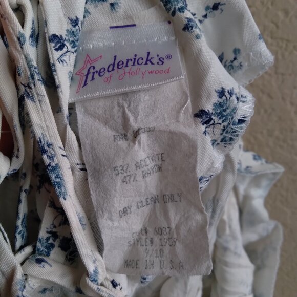 Vintage 90s Frederick's of Hollywood White Floral Mini Dress with Lace Up Back - Picture 4 of 4